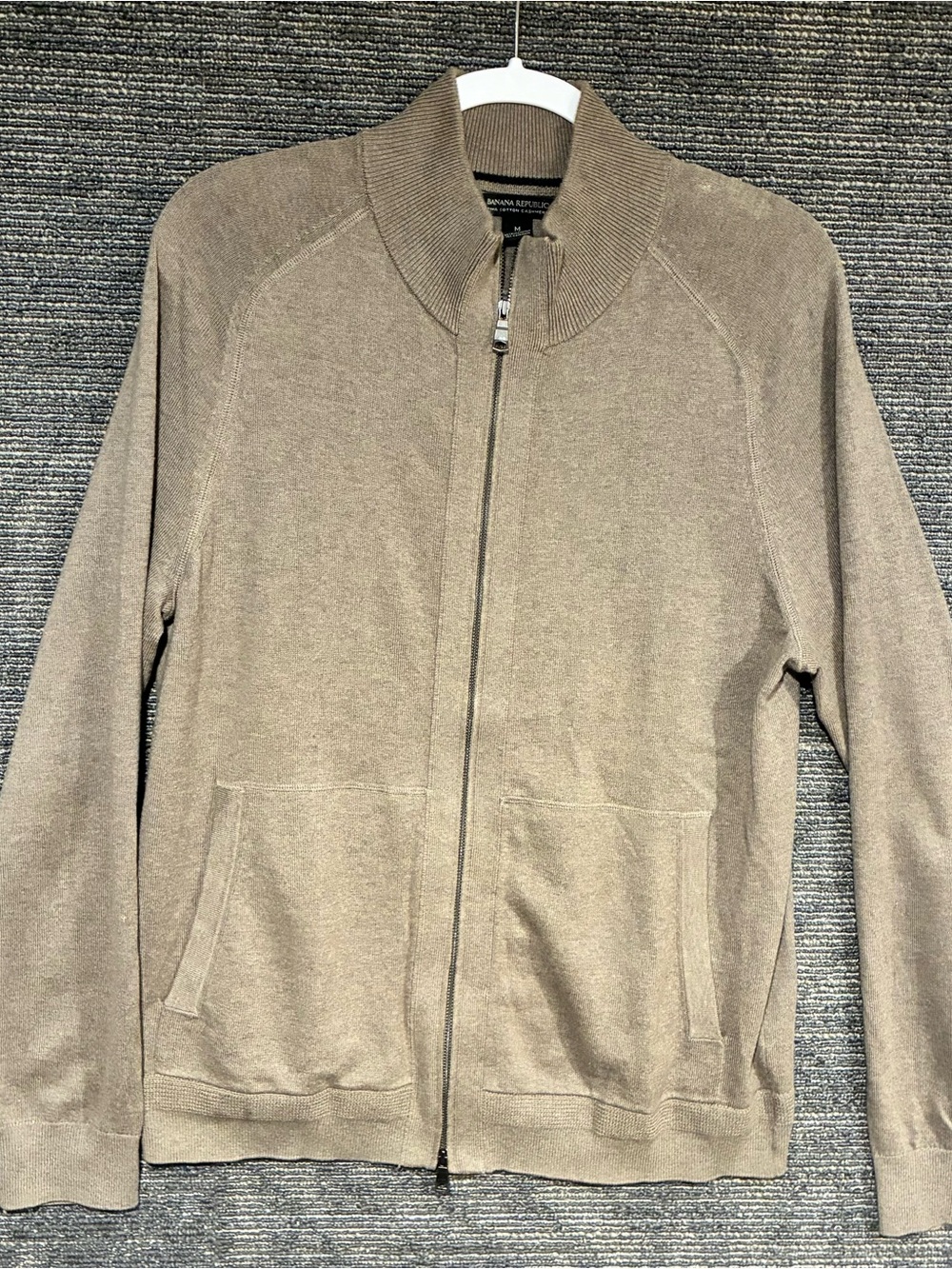 Banana Republic Pima Cotton Cashmere Men’s Zip-Front Sweater Jacket - Taupe Sz M